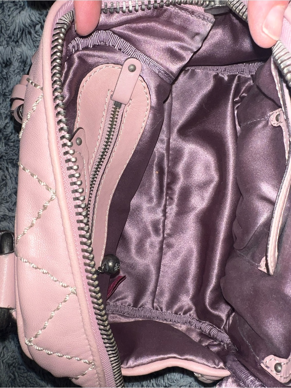 Juicy Couture Vintage Blush Pink Leather Bowling Doctor Style Bag Purse - Picture 9 of 13
